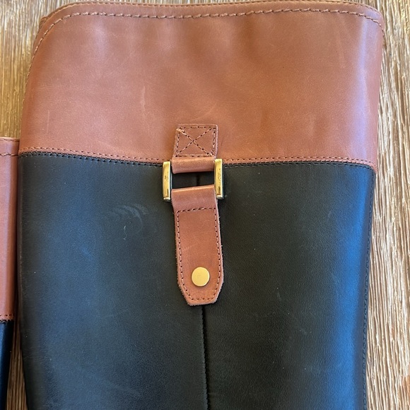 FRANCO SARTO “LIZBETH” BLACK BROWN KNEE HIGH LEATHER RIDING BOOTS EUC size 7.5 - Picture 9 of 16